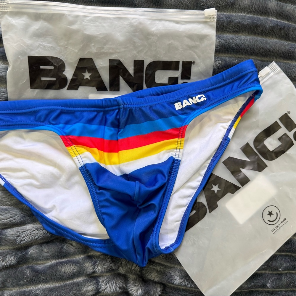 Used bang Swimwear trunk in blue with stripes